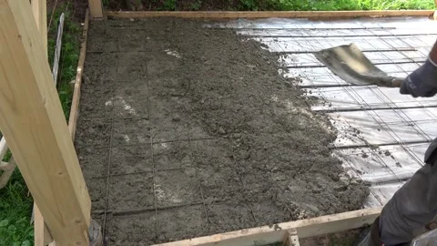 Concreting works of the base of small gazebo 스톡 동영상 270768340
