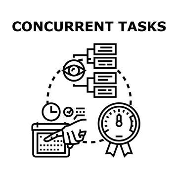 Concurrent tasks managing business process workflow time Stock Illustration