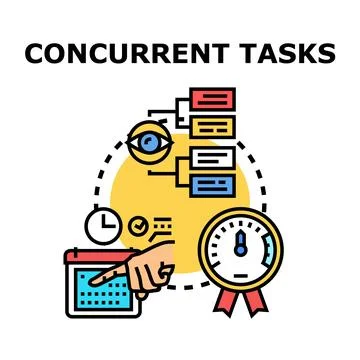 Concurrent tasks managing business process workflow time Stock Illustration