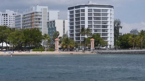 Condado  Beach oceanfront hotels beach apartments in San Juan - Puerto Rico 3. Stock Footage 50736481