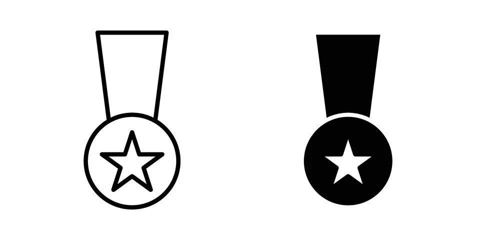 Condecoration icon linear versions pack on white background Stock Illustration
