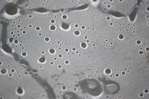 Condensation macro from under the plastic material. Selective focus. Stock Photos