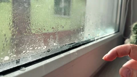 Condensation on PVC window Stock Footage 256297005