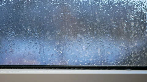 Condensation on the window in winter Stock Footage 165864832