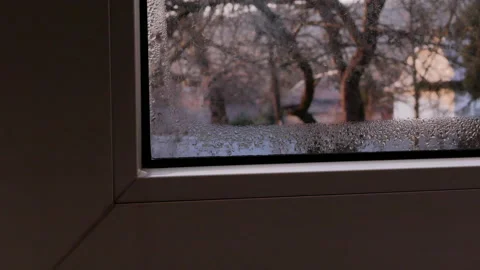 Condensation on the window.plastic window condenses Stock Footage 146508030