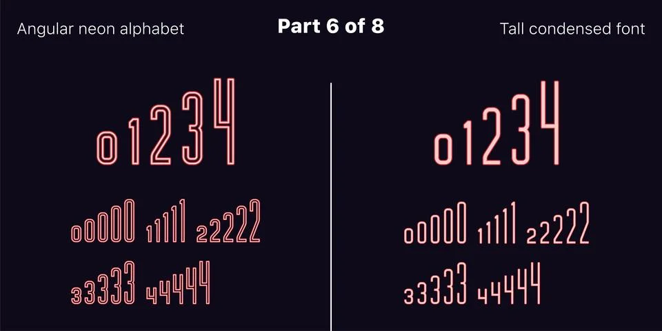 Condensed Red neon font, Angular. Vector set Stock Illustration