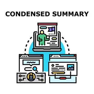 Condensed summary process data information exchange concept Stock Illustration