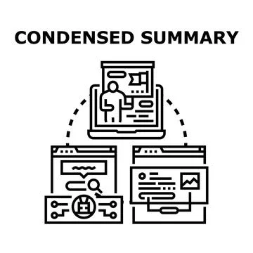 Condensed summary process data information exchange concept Stock Illustration