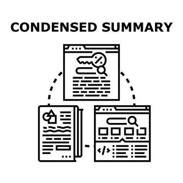 Condensed summary process generating web content and data analysis Stock Illustration