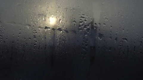 Condensed water on the window after night, every morning Stockbeeldmateriaal 71998911