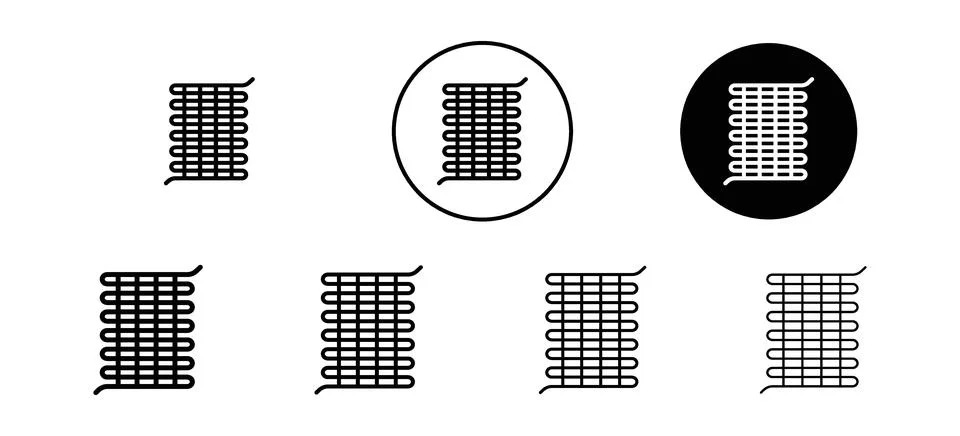 Condenser coil vector icon set collection. Condenser coil Outline flat Icon. Stock Illustration
