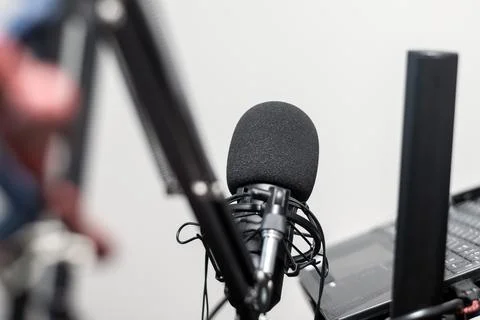 Condenser Microphone on Adjustable Stand for Streaming and Gaming Foto stock