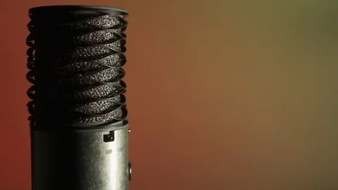 Condenser Microphone Close Up With Color Background Stock Footage 97368081