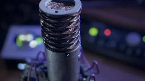 Condenser Microphone Close Up In Studio Stock Footage 97373012