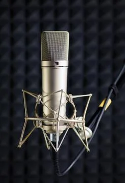 Condenser microphone in recording studio Stock Photos