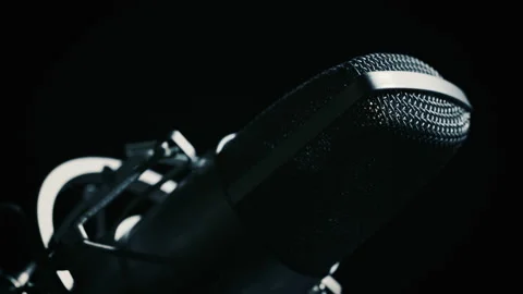 Condenser microphone with a shock mount Video stock 130316426