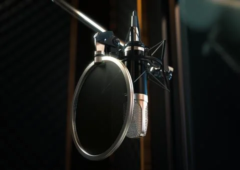Condenser Microphone In Studio Stock Illustration