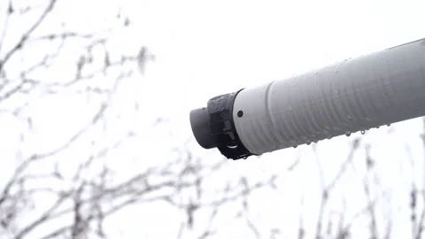 A condensing gas boiler ventilation pipe on the exterior of a house facade Stock Footage 148407240