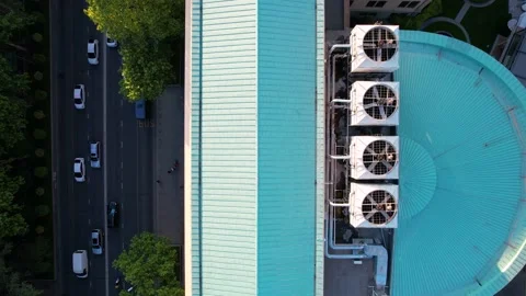Condensing unit on the roof Stock Footage 194438678
