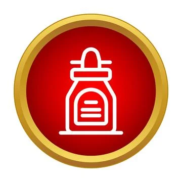 Condiment bottle icon in a red circle Stock Illustration
