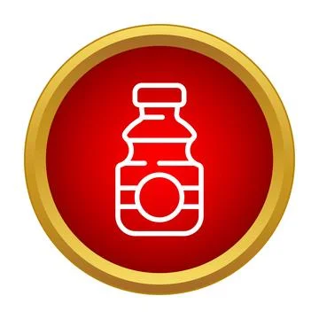 Condiment bottle icon in red circular background Stock Illustration