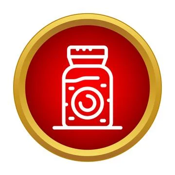 Condiment bottle icon in red gold circle Illustrazione stock