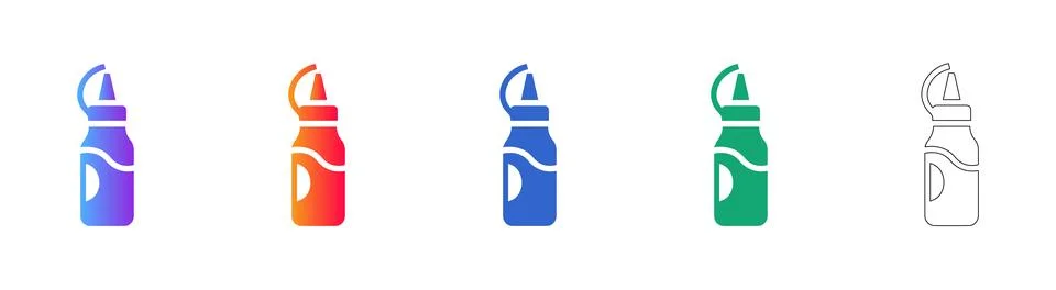 Condiment Bottle Icon Set Stock Illustration