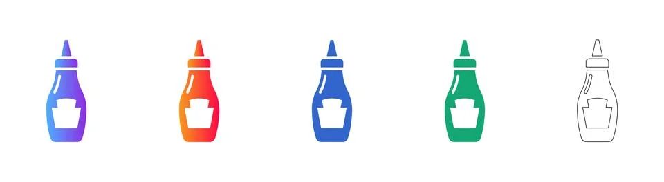 Condiment Squeeze Bottle Icon Set Stock Illustration