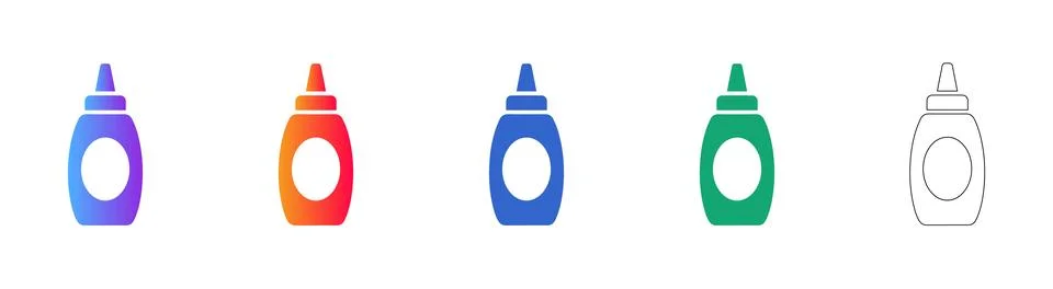 Condiment Squeeze Bottle Icon Set Stock Illustration