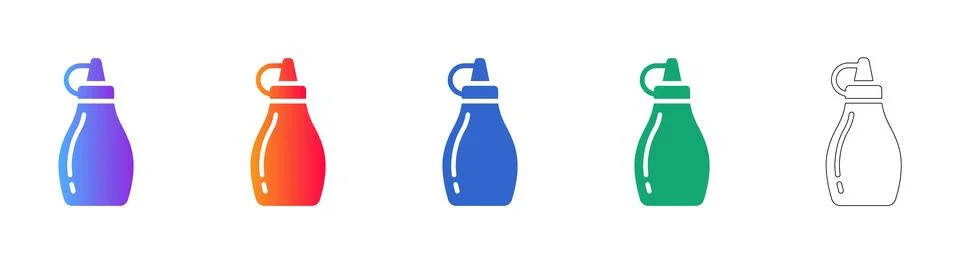 Condiment Squeeze Bottle Vector Icon Set Stock Illustration