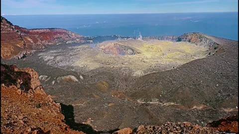 The condition of the crater at the top of Mount Slamet which is still active Stock Footage 277544003