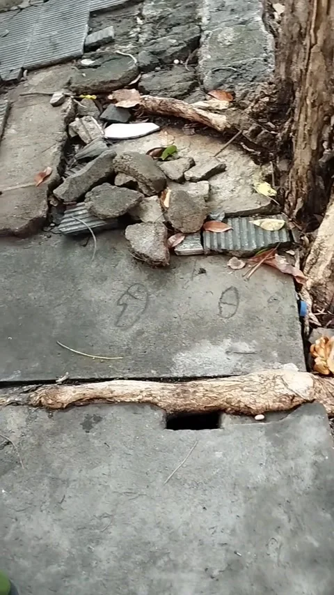 Condition of damaged highway sidewalks in Bali Stock Footage 226728601