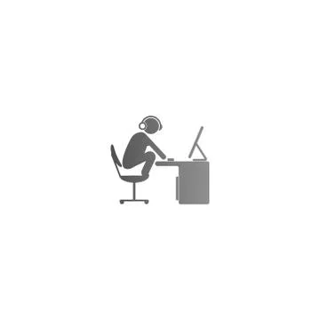 The condition of a man working hard at the computer template Stock Illustration