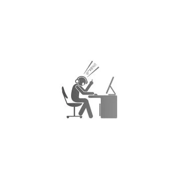 The condition of a man working hard at the computer template Illustrazione stock