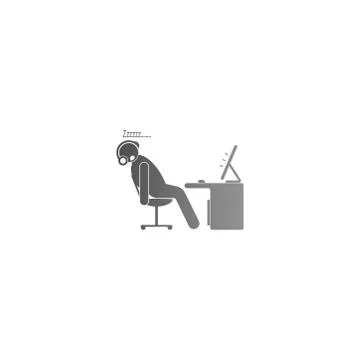 The condition of a man working hard at the computer template Stock Illustration