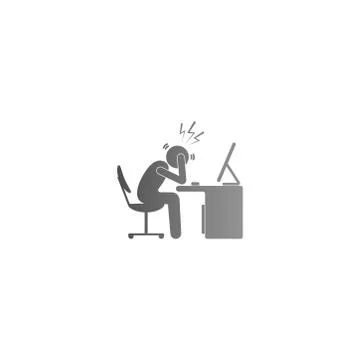 The condition of a man working hard at the computer template Stock Illustration