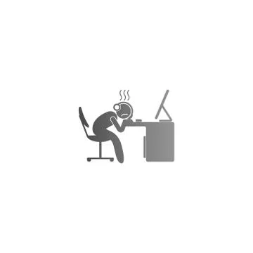 The condition of a man working hard at the computer template Stock Illustration