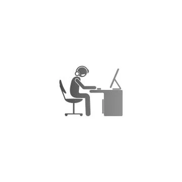 The condition of a man working hard at the computer template Stock Illustration
