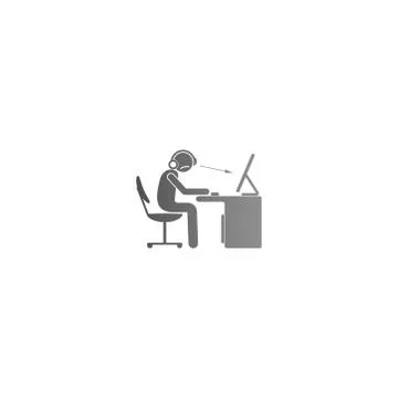 The condition of a man working hard at the computer template Stock Illustration