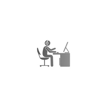 The condition of a man working hard at the computer template Stock Illustration