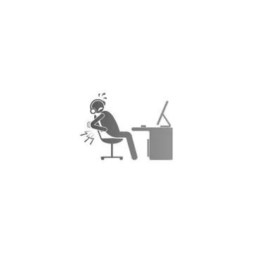 The condition of a man working hard at the computer template Stock Illustration
