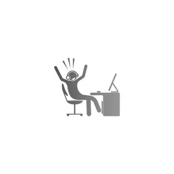 The condition of a man working hard at the computer template Stock Illustration