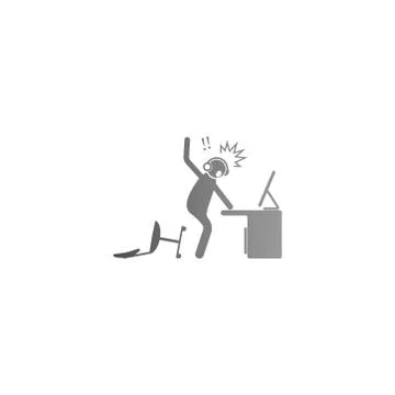 The condition of a man working hard at the computer template Stock Illustration