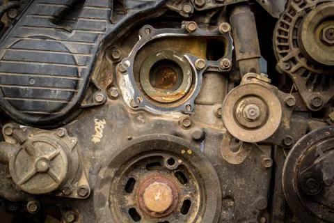 The condition of the old engine with rust. Stock Photos