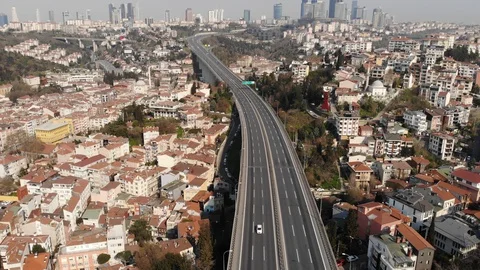 Condition of roads after curfew measures in the context of large cities in Turke Stock Footage 128318065
