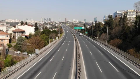 Condition of roads after curfew measures in the context of large cities in Turke Stock Footage 128318141