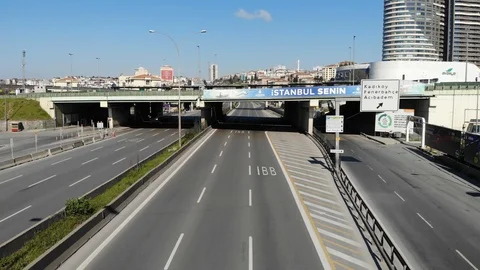 Condition of roads after curfew measures in the context of large cities in Turke Stock Footage 128318145