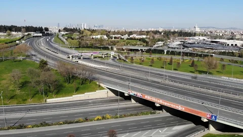 Condition of roads after curfew measures in the context of large cities in Turke Stock Footage 128318558