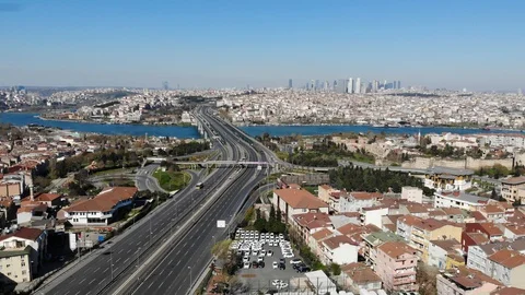 Condition of roads after curfew measures in the context of large cities in Turke Stock Footage 128318971