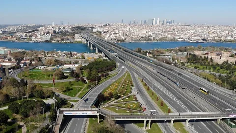 Condition of roads after curfew measures in the context of large cities in Turke Stock Footage 128319251